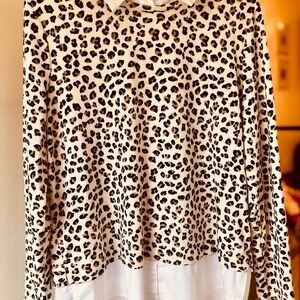 Zac & Rachel Animal Print Blouse with White Collar